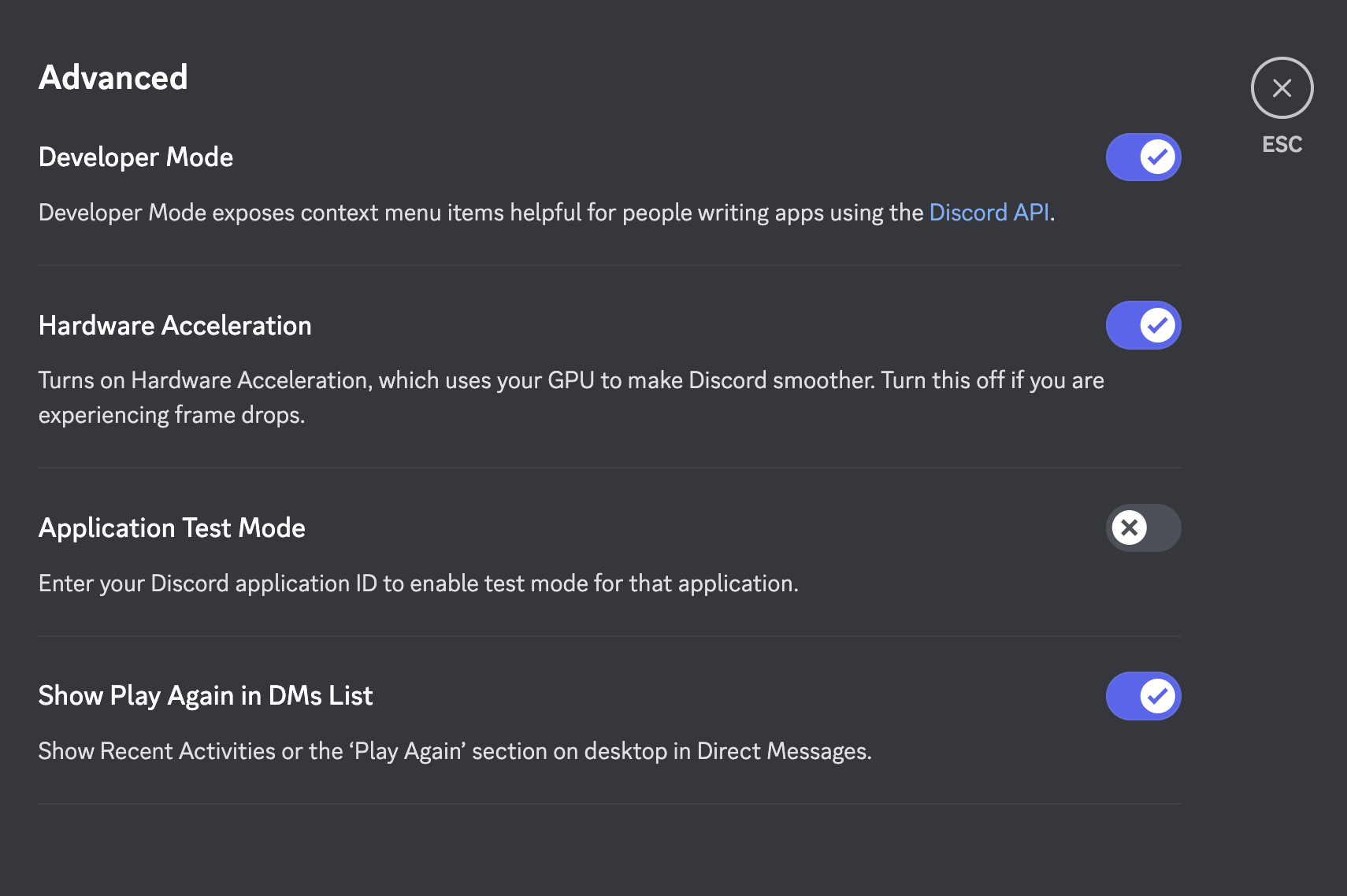 Developer Mode Screenshot